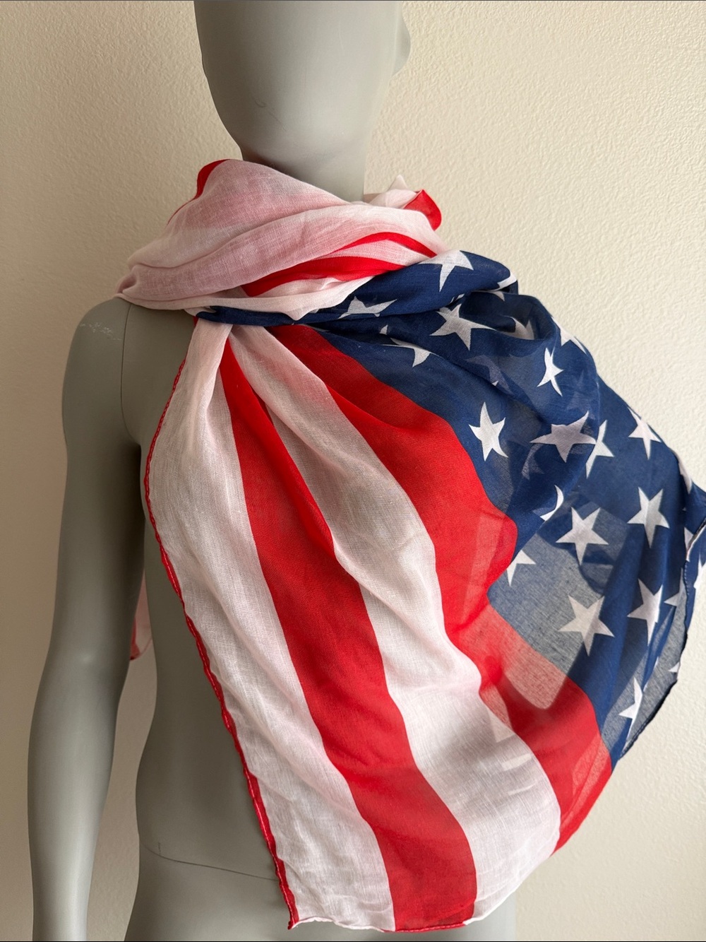 Patriotic AMERICAN Red White and Blue Stars Scarf